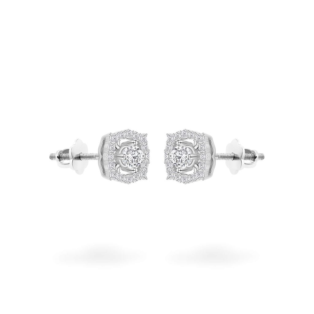 Hoa tai vàng trắng 14K gắn kim cương DOJI AFEB000030F2HA1