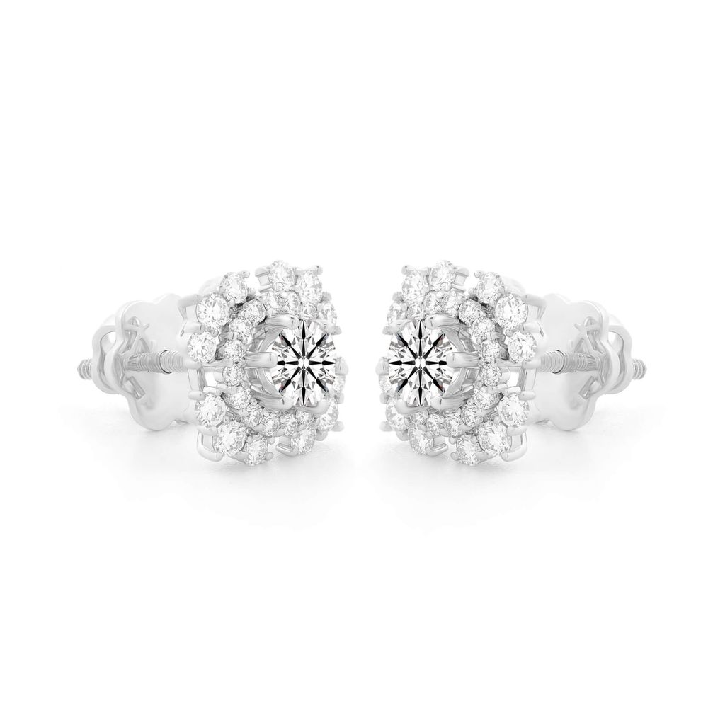 Hoa tai vàng trắng 14K gắn kim cương DOJI AFEB000035F2HA1