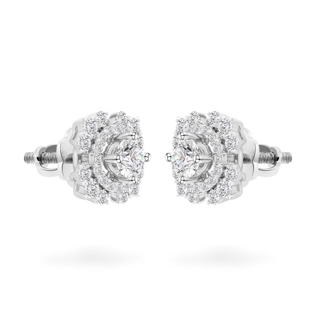 Hoa tai vàng trắng 14K gắn kim cương DOJI AFEB000035F2HA1