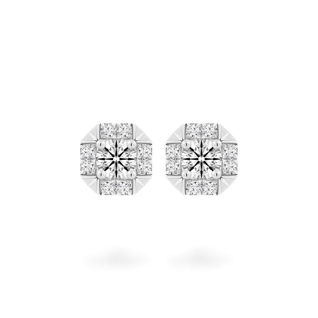 Hoa tai vàng trắng 14K gắn kim cương DOJI AFEB000053F2HA1