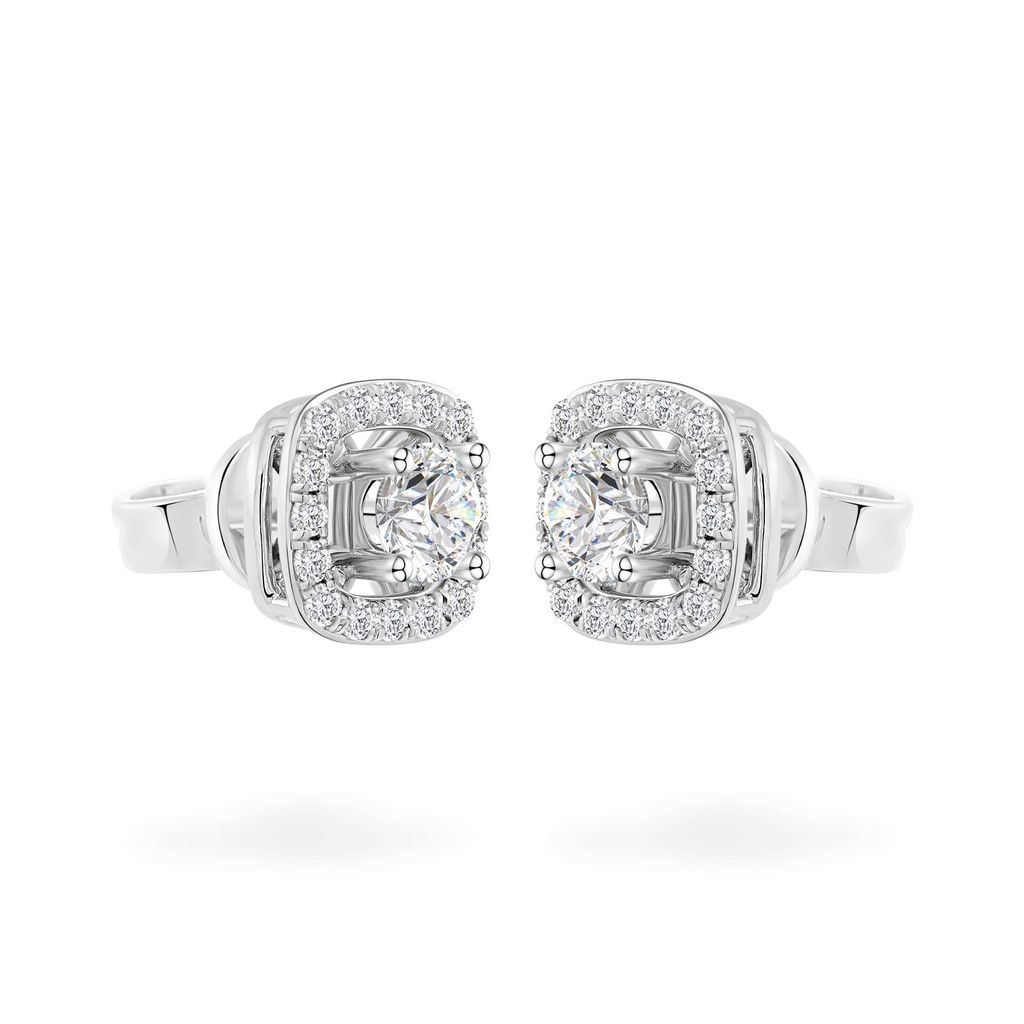 Hoa tai vàng trắng 14K gắn kim cương DOJI AFEB000076F2HA1