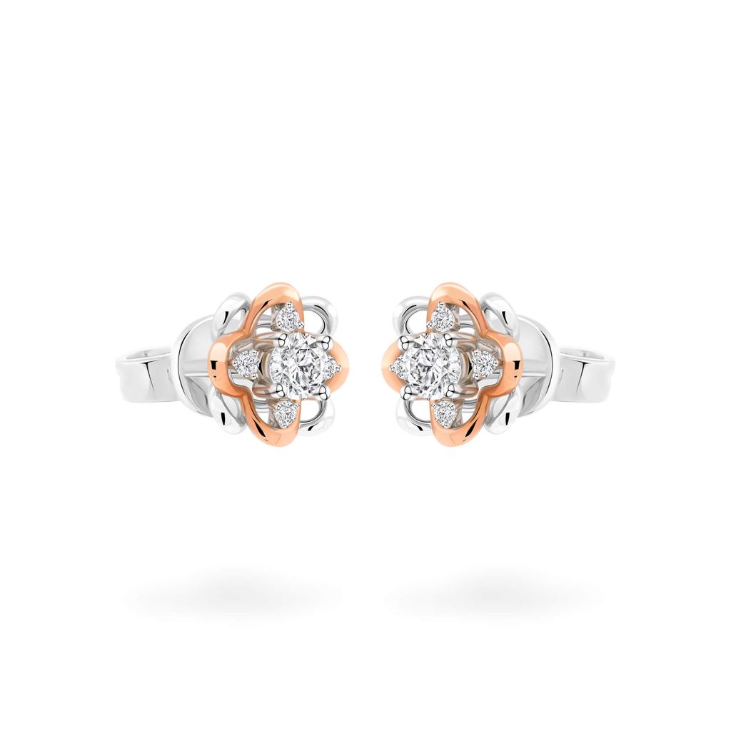 Hoa tai vàng 14K gắn kim cương DOJI AFEB000116F6HA1