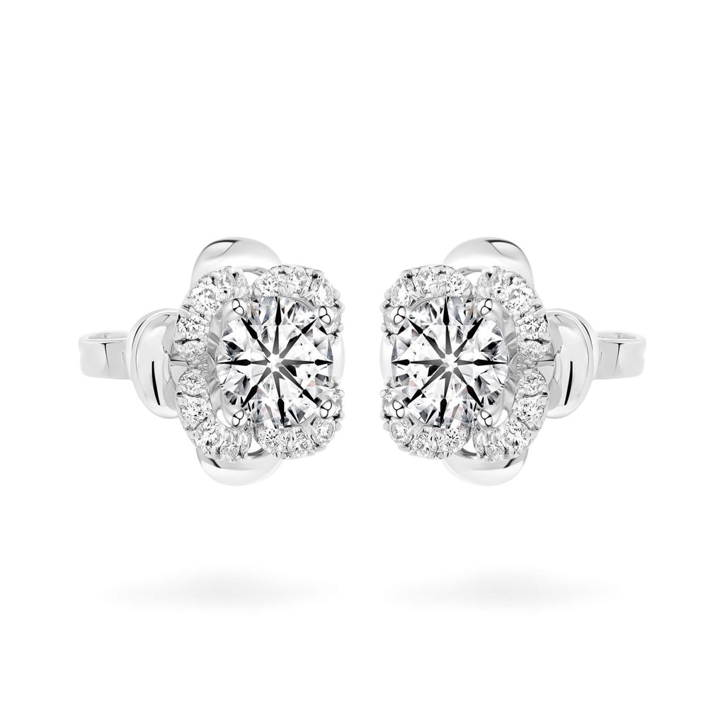 Hoa tai vàng trắng 14K gắn kim cương DOJI AFEB001928F2HA1