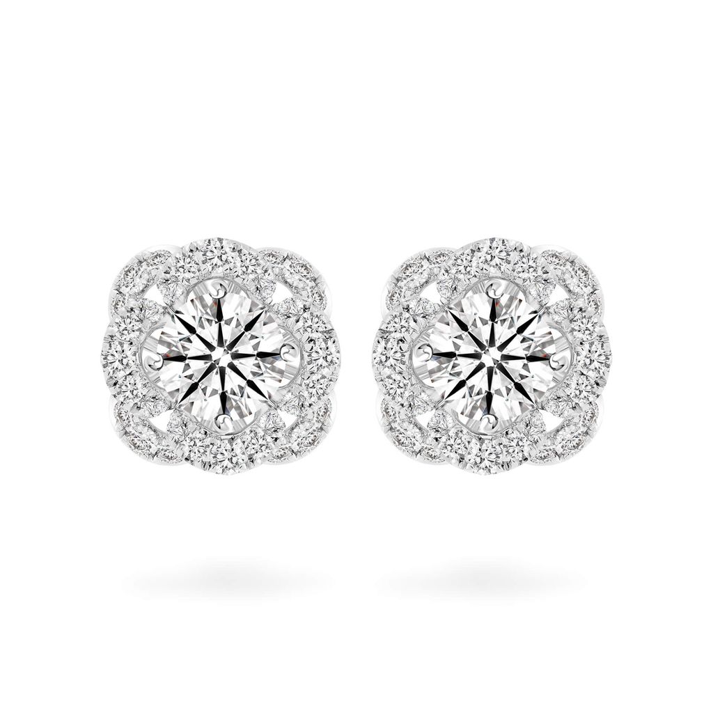 Hoa tai vàng trắng 14K gắn kim cương DOJI AFEB001929F2HA1