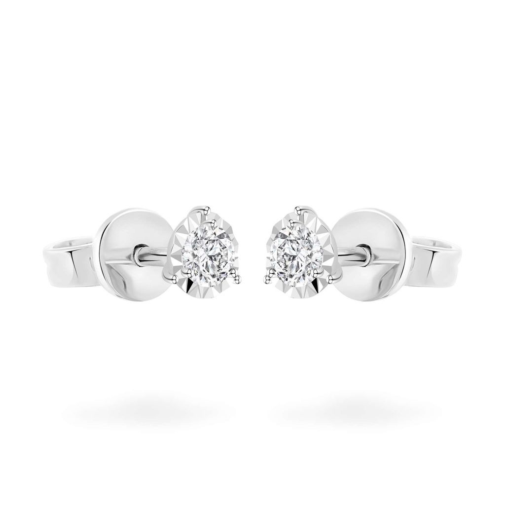 Hoa tai vàng trắng 14K gắn kim cương DOJI AFEB002120F2HA1