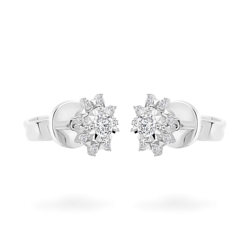 Hoa tai vàng trắng 14K gắn kim cương DOJI AFEB002142F2HA1