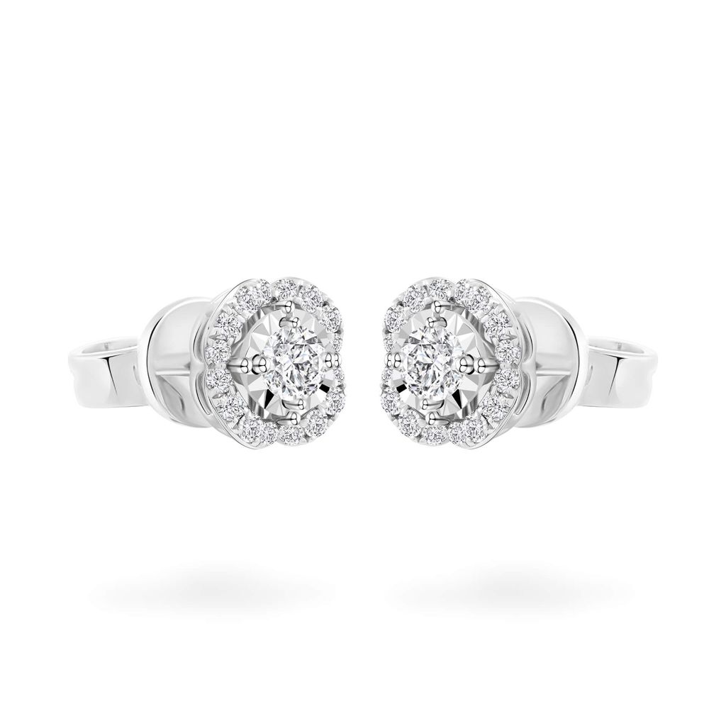Hoa tai vàng trắng 14K gắn kim cương DOJI AFEB002143F2HA1