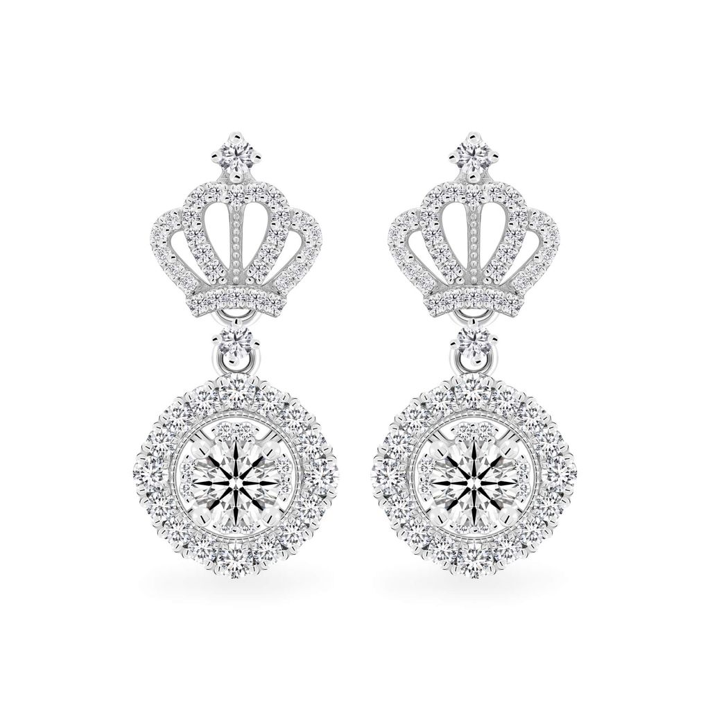 Hoa tai vàng trắng 14K gắn kim cương DOJI AFEB100081F2HA1