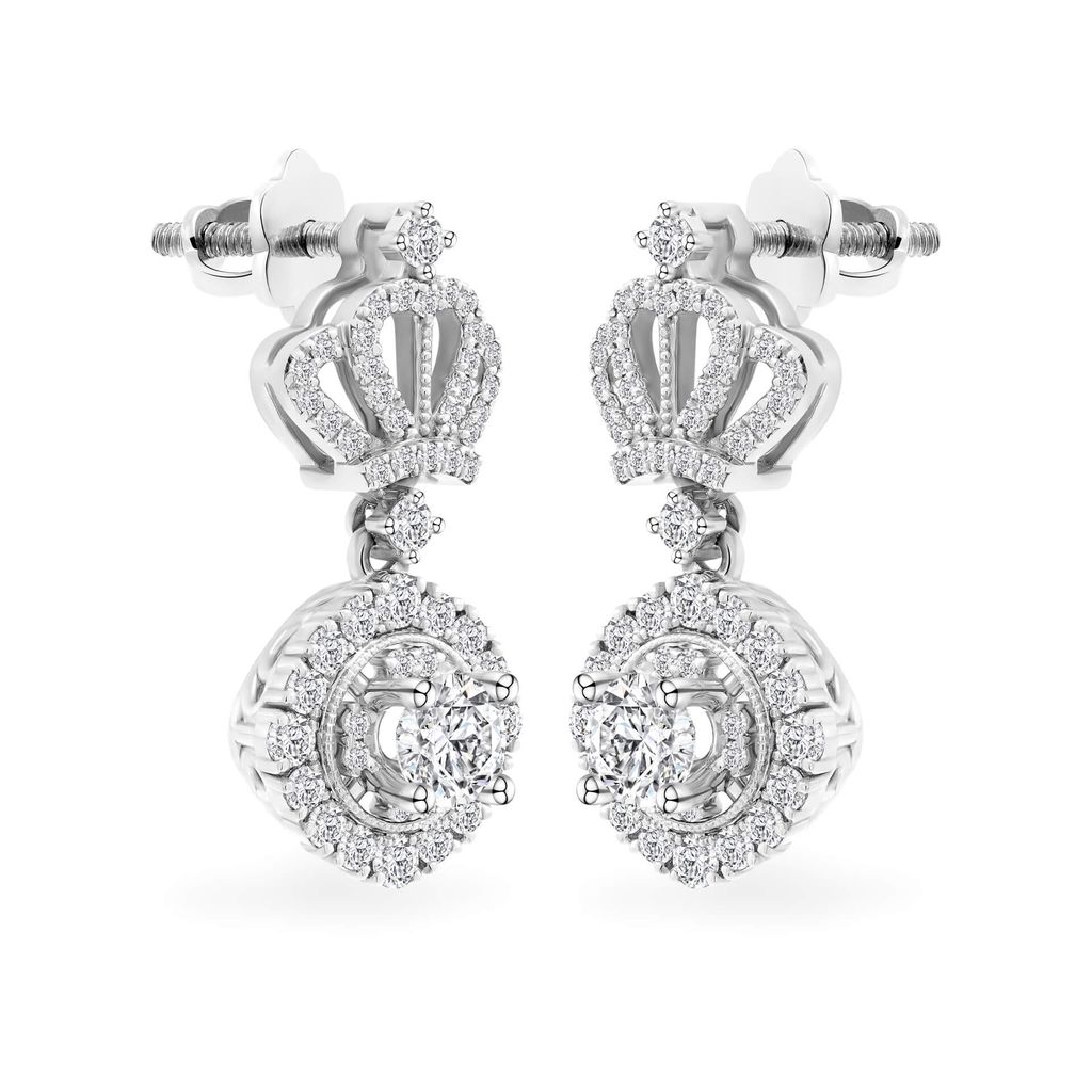 Hoa tai vàng trắng 14K gắn kim cương DOJI AFEB100081F2HA1