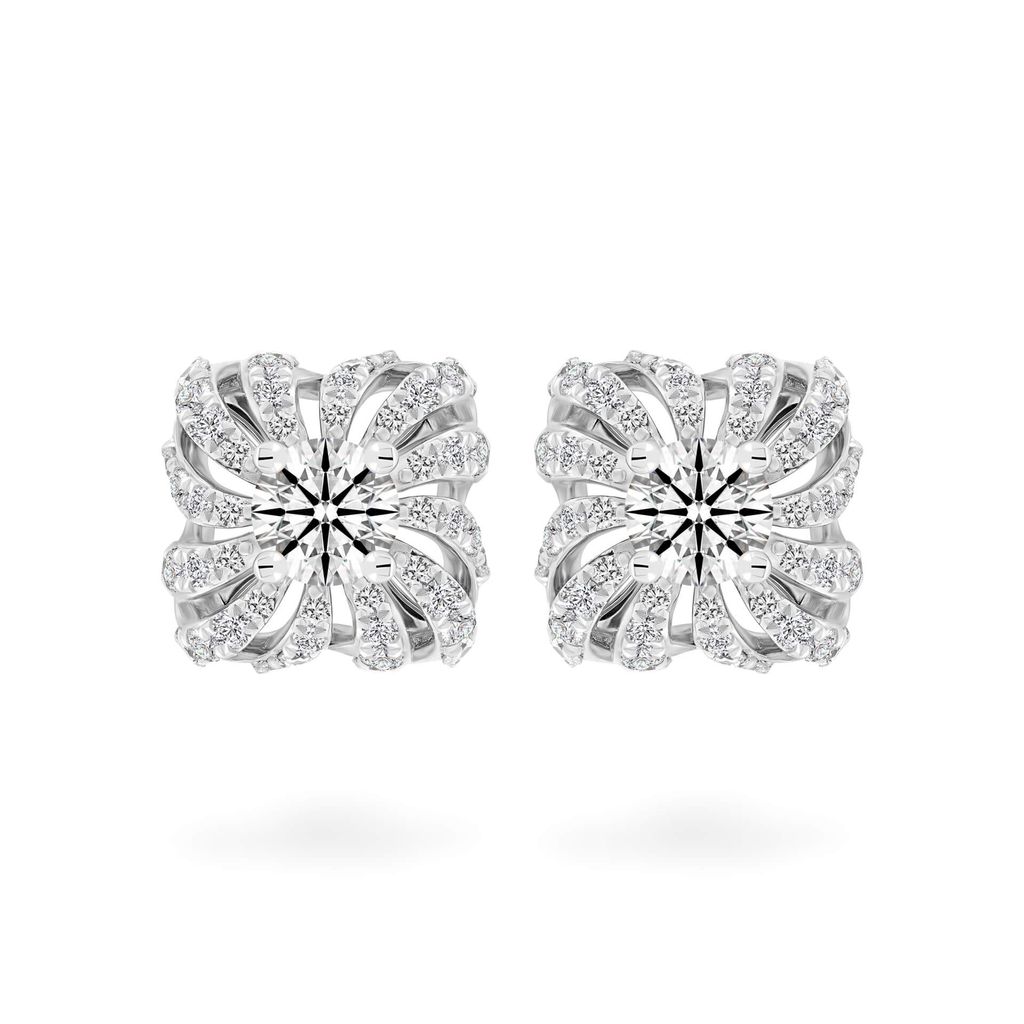 Hoa tai vàng trắng 14K gắn kim cương DOJI AFEB100093F2HA1