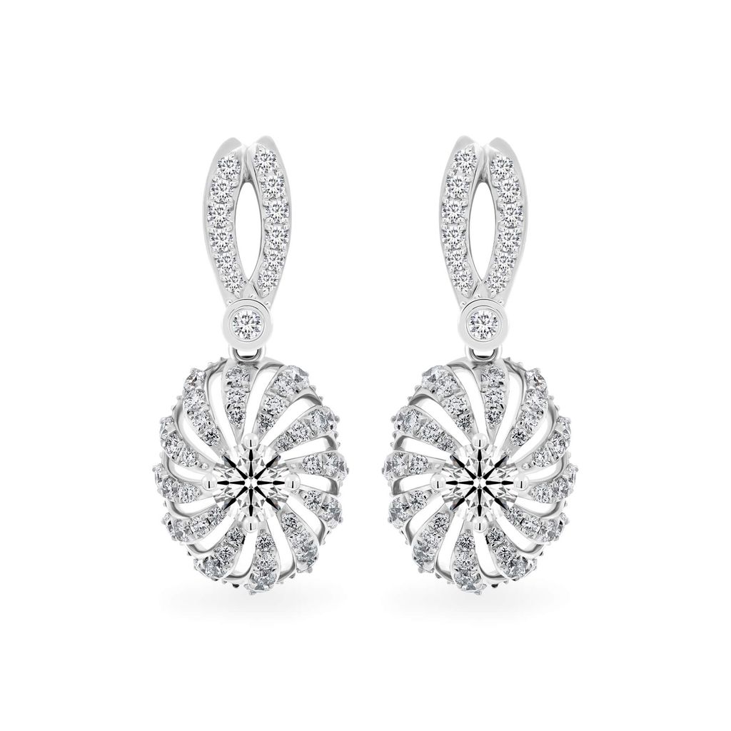 Hoa tai vàng trắng 14K gắn kim cương DOJI AFEB100117F2HA1