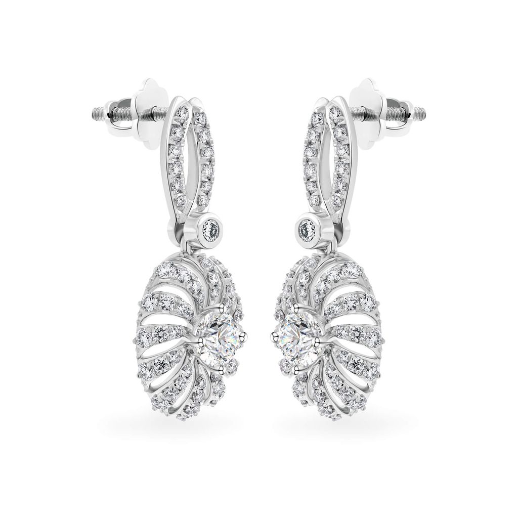 Hoa tai vàng trắng 14K gắn kim cương DOJI AFEB100117F2HA1