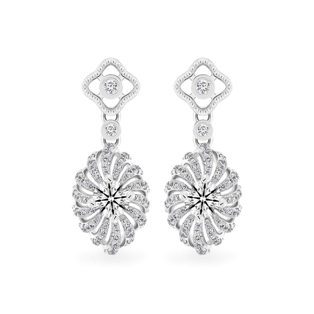 Hoa tai vàng trắng 14K gắn kim cương DOJI AFEB100137F2HA1