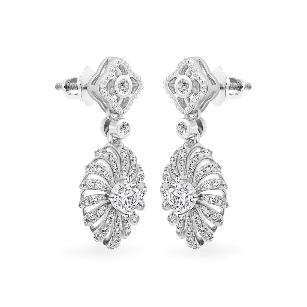 Hoa tai vàng trắng 14K gắn kim cương DOJI AFEB100137F2HA1