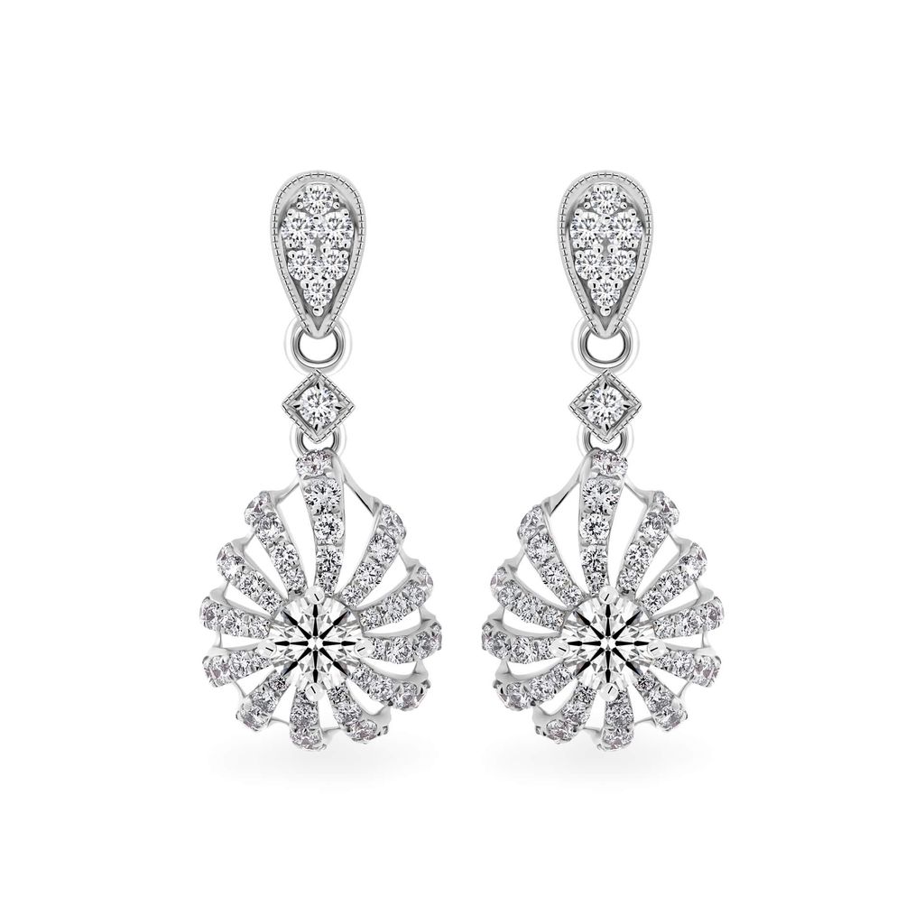 Hoa tai vàng trắng 14K gắn kim cương DOJI AFEB100158F2HA1