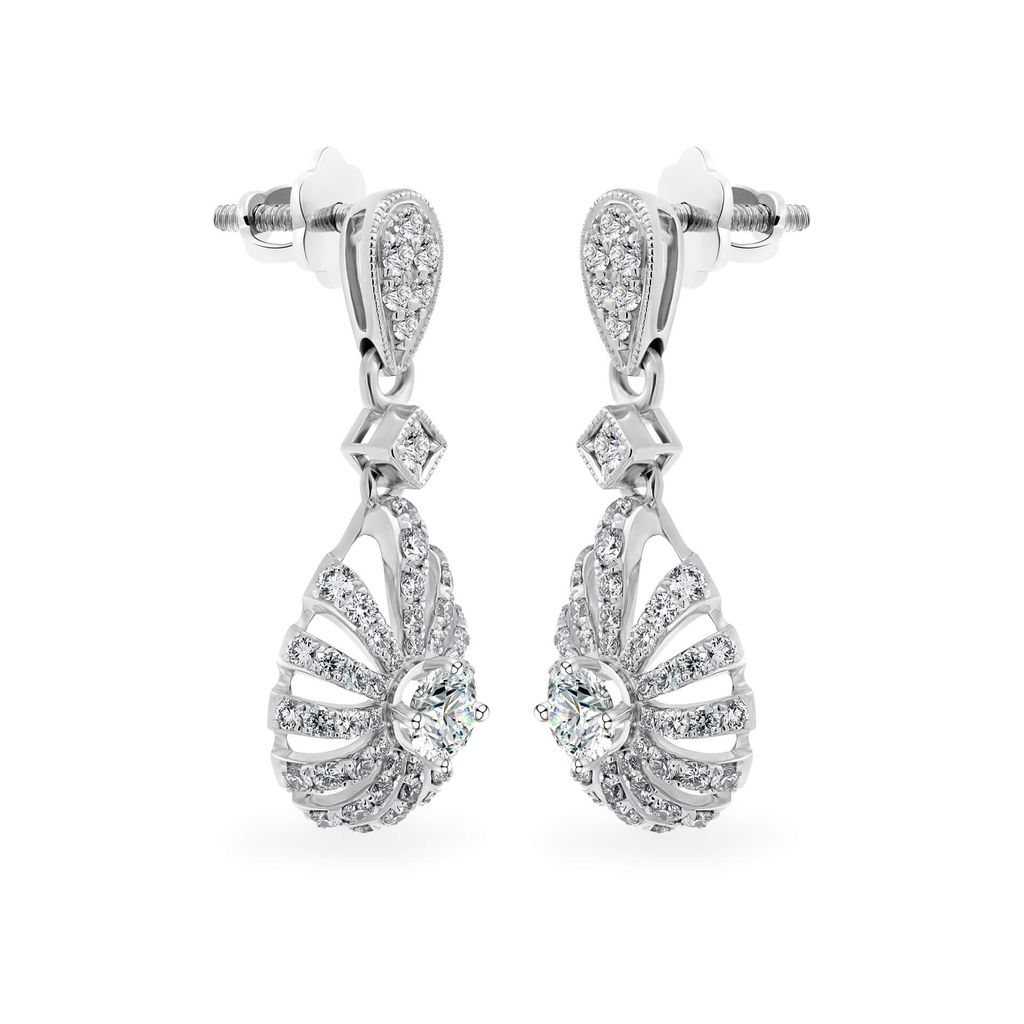 Hoa tai vàng trắng 14K gắn kim cương DOJI AFEB100158F2HA1