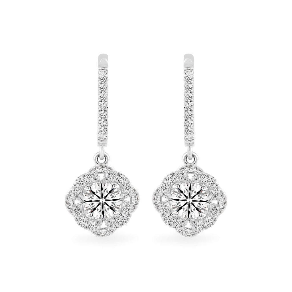 Hoa tai vàng trắng 14K gắn kim cương DOJI AFEB101927F2HA1