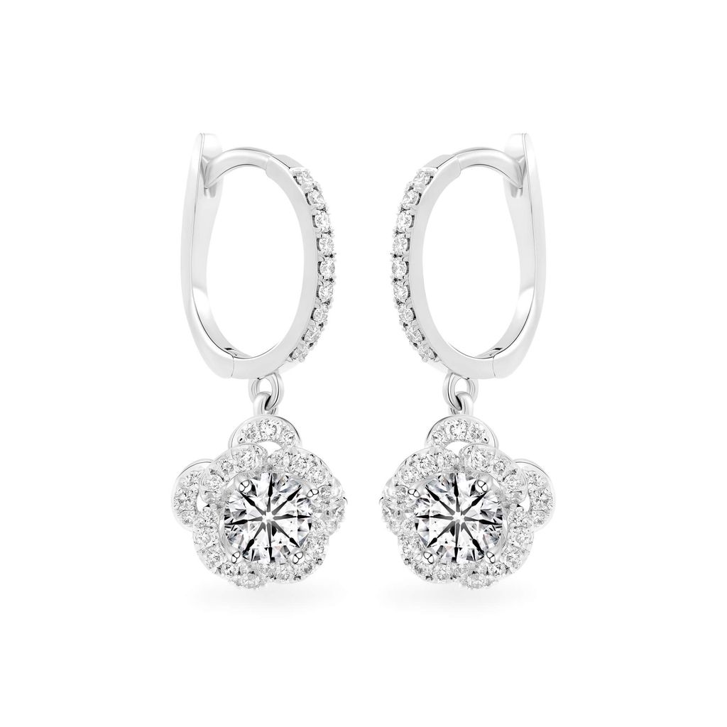 Hoa tai vàng trắng 14K gắn kim cương DOJI AFEB101927F2HA1