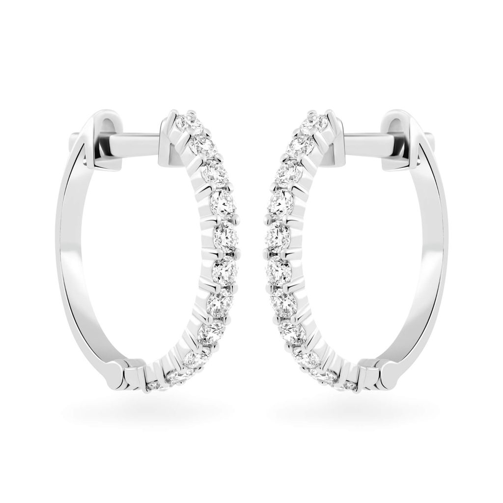 Hoa tai vàng trắng 14K gắn kim cương DOJI AFEB902046F2ML1