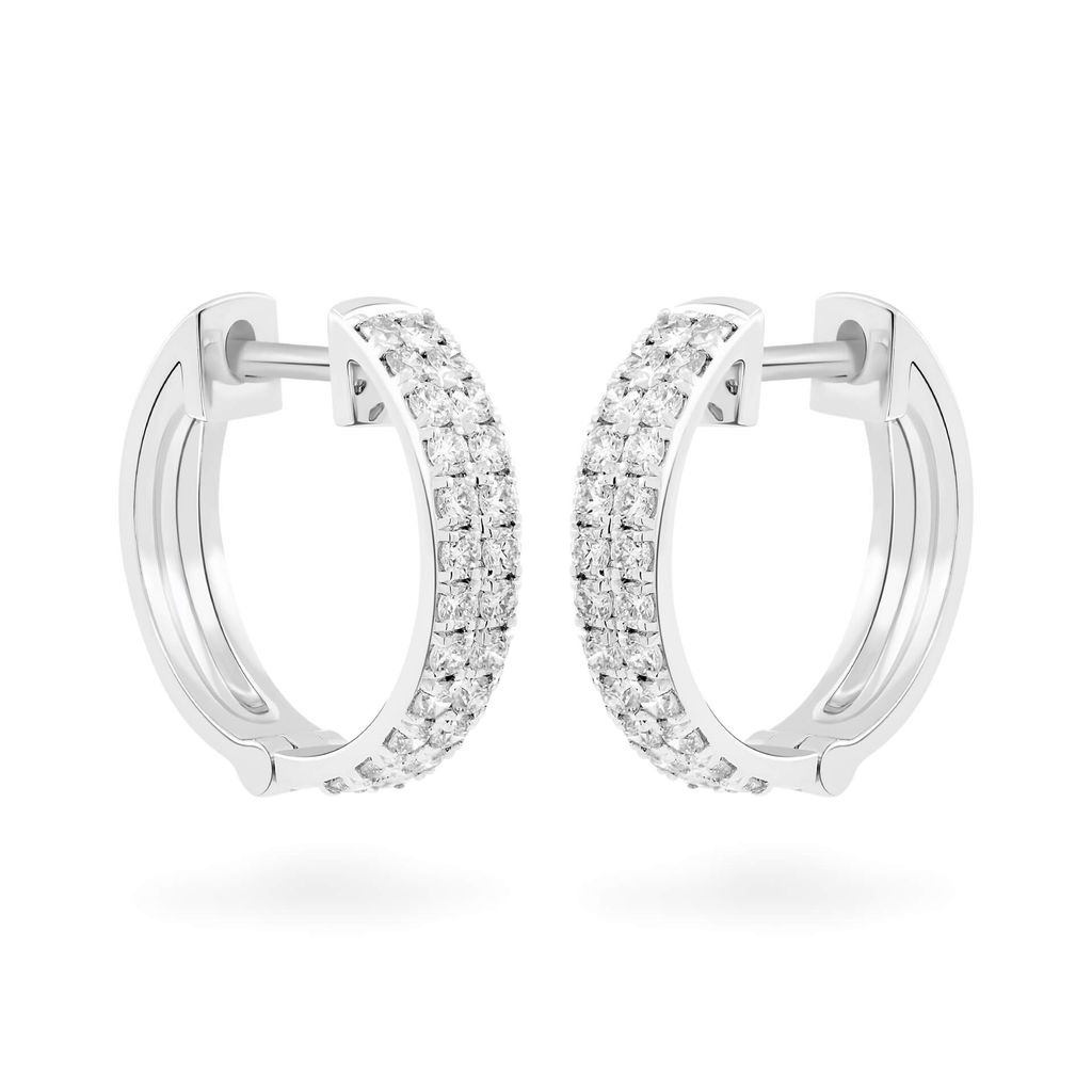 Hoa tai vàng trắng 14K gắn kim cương DOJI AFEB902047F2ML1