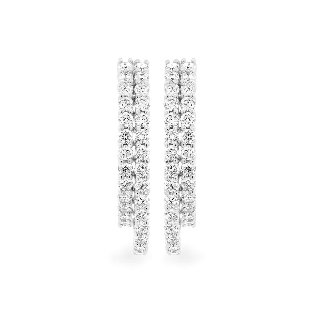 Hoa tai vàng trắng 14K gắn kim cương DOJI AFEB902048F2ML1