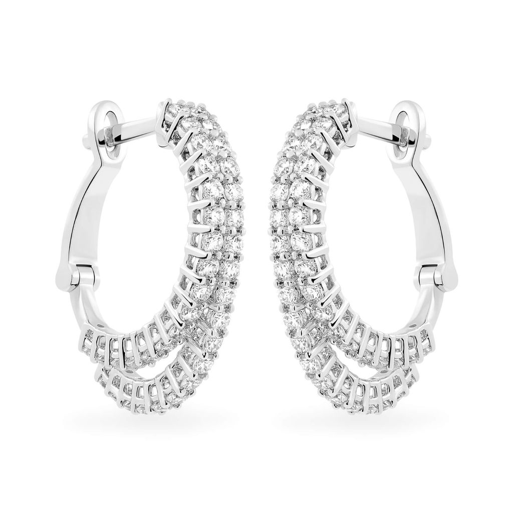 Hoa tai vàng trắng 14K gắn kim cương DOJI AFEB902048F2ML1