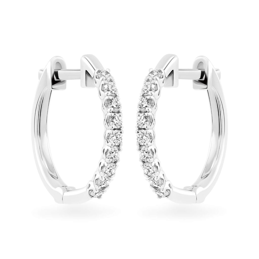 Hoa tai vàng trắng 14K gắn kim cương DOJI AFEB902049F2ML1