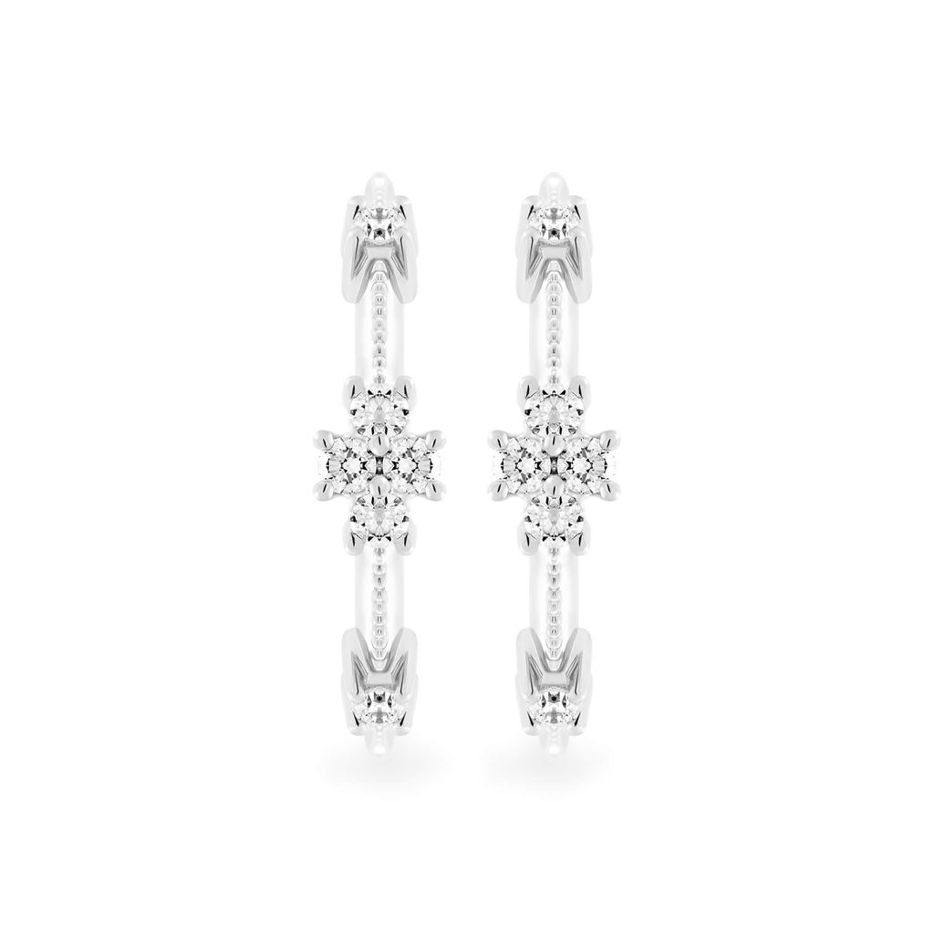 Hoa tai vàng trắng 14K gắn kim cương DOJI AFEB902051F2ML1