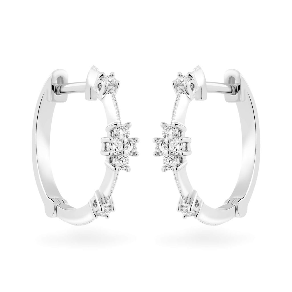 Hoa tai vàng trắng 14K gắn kim cương DOJI AFEB902051F2ML1