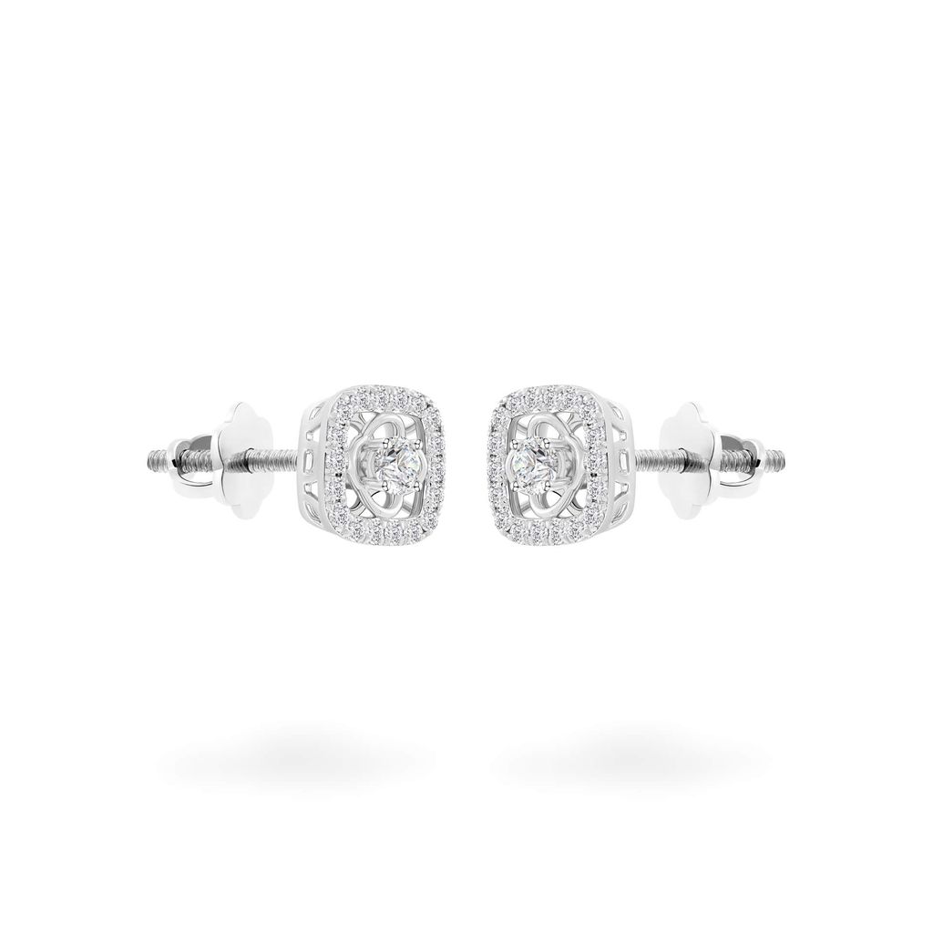 Hoa tai vàng trắng 14K gắn kim cương DOJI AFEB902055F2HA1