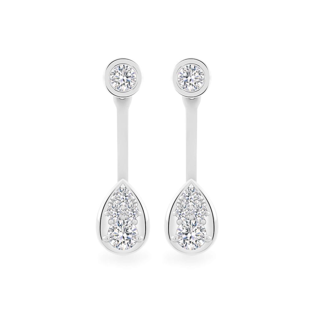 Hoa tai vàng trắng 14K gắn kim cương DOJI AFEB902072F2HM1