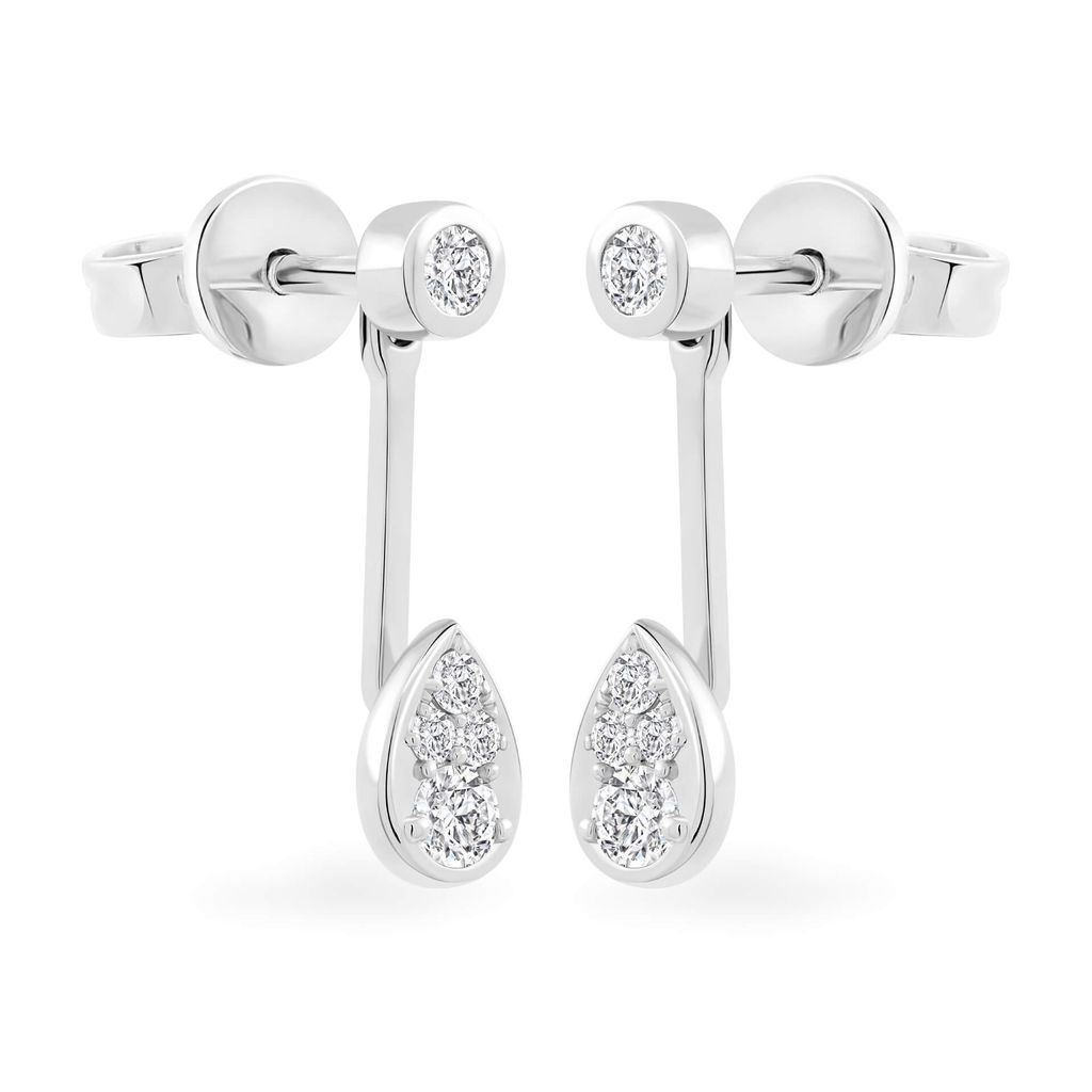 Hoa tai vàng trắng 14K gắn kim cương DOJI AFEB902072F2HM1
