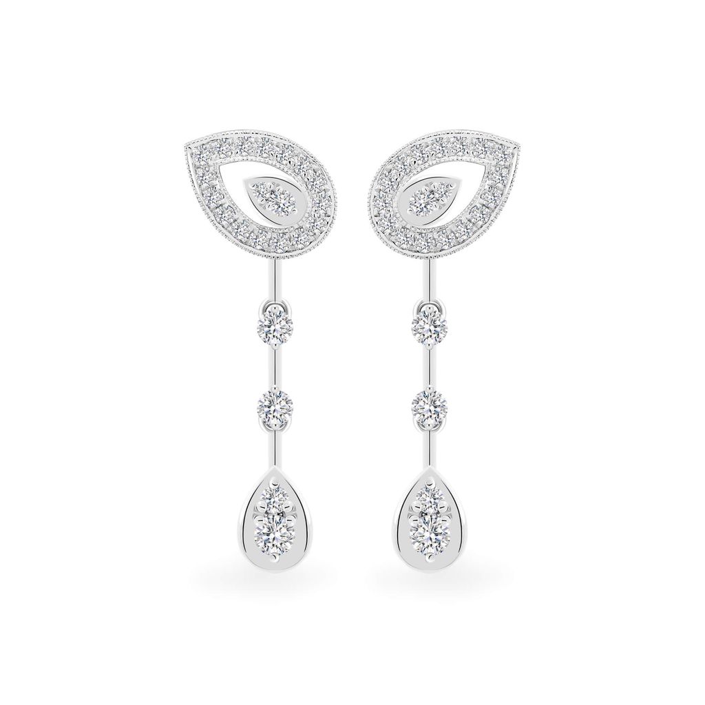 Hoa tai vàng trắng 14K gắn kim cương DOJI AFEB902074F2HM1