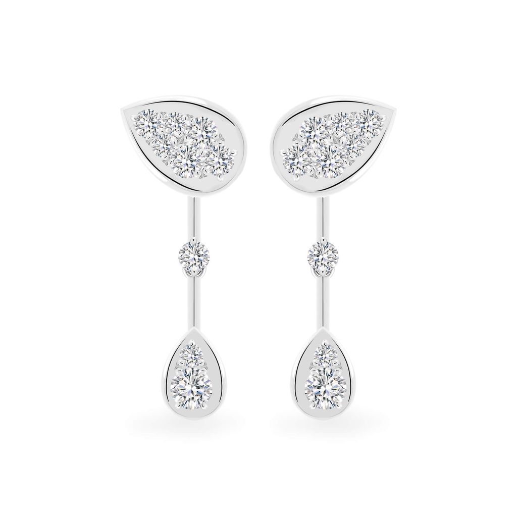 Hoa tai vàng trắng 14K gắn kim cương DOJI AFEB902075F2HM1