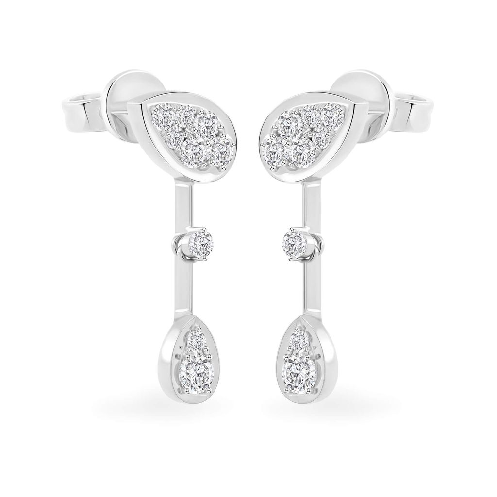 Hoa tai vàng trắng 14K gắn kim cương DOJI AFEB902075F2HM1