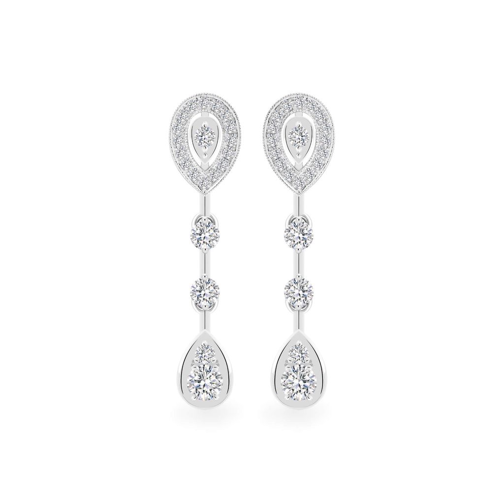 Hoa tai vàng trắng 14K gắn kim cương DOJI AFEB902079F2HM1