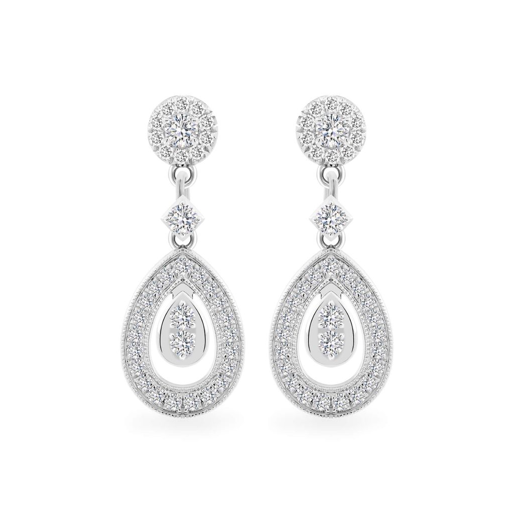 Hoa tai vàng trắng 14K gắn kim cương DOJI AFEB902080F2HM1