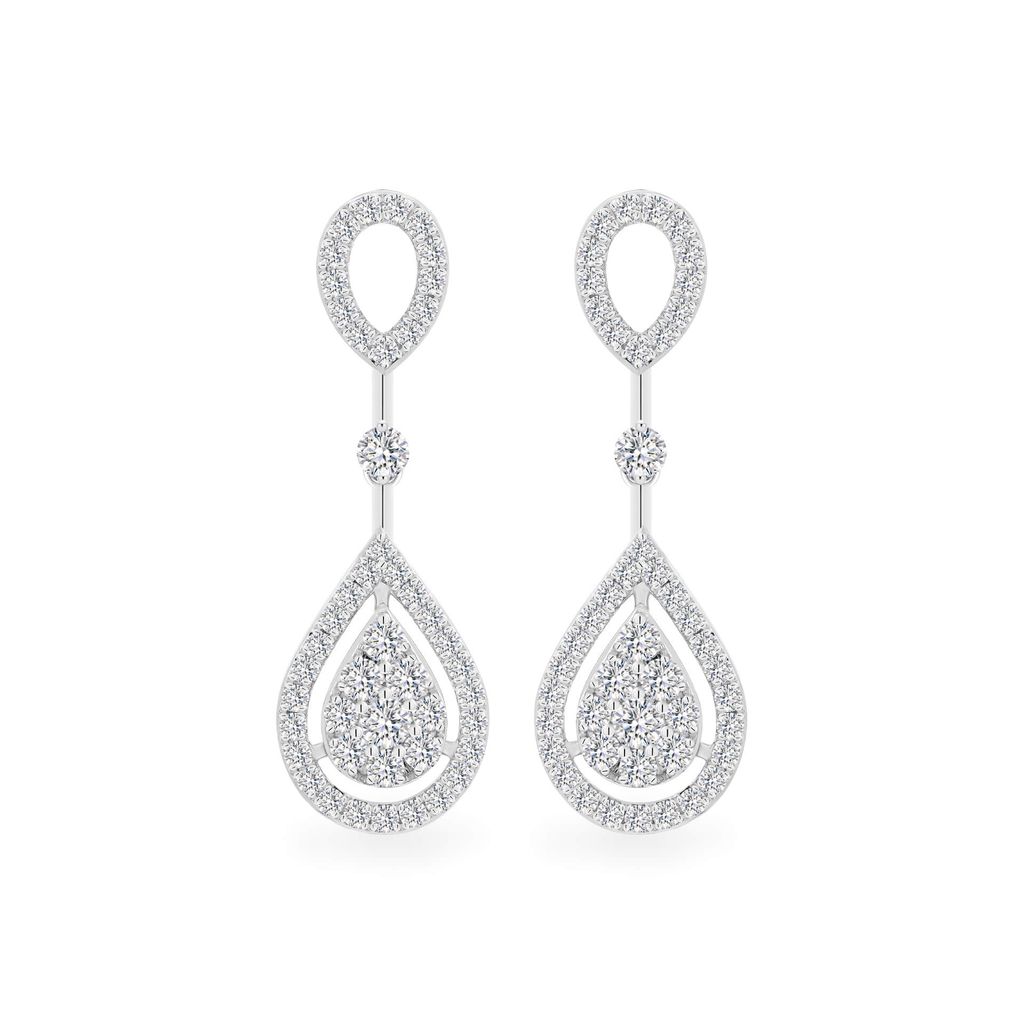 Hoa tai vàng trắng 14K gắn kim cương DOJI AFEB902081F2HM1