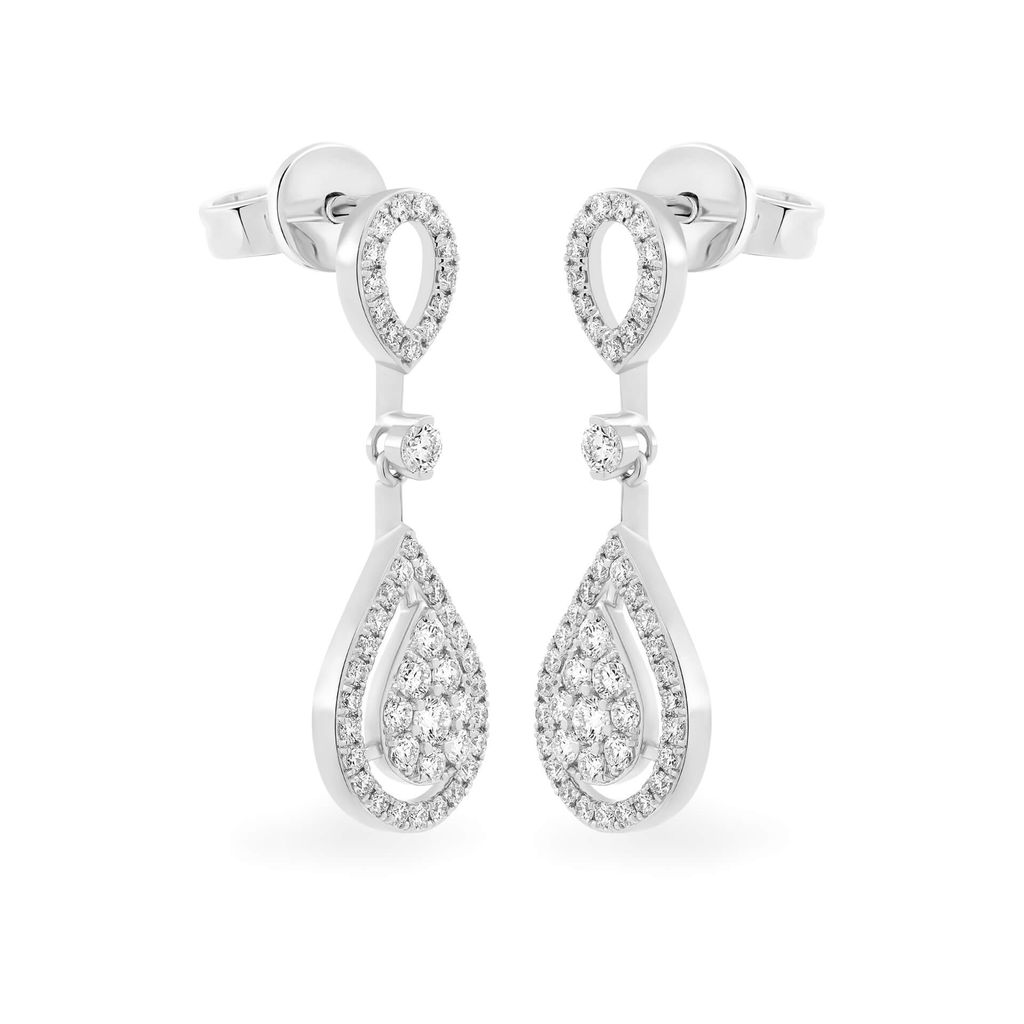Hoa tai vàng trắng 14K gắn kim cương DOJI AFEB902081F2HM1