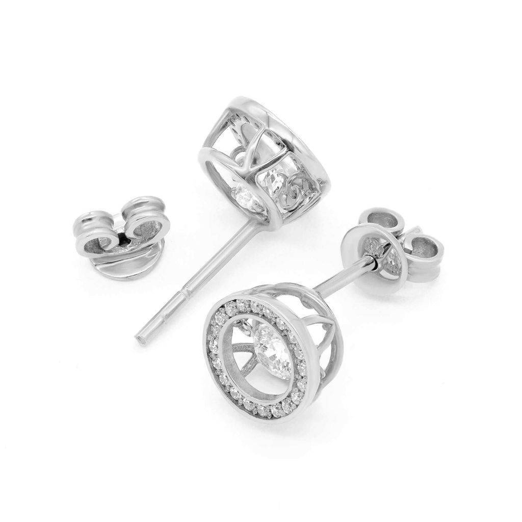 Hoa tai vàng trắng 14K gắn đá CZ DOJI AFEJ000213F2CZ1
