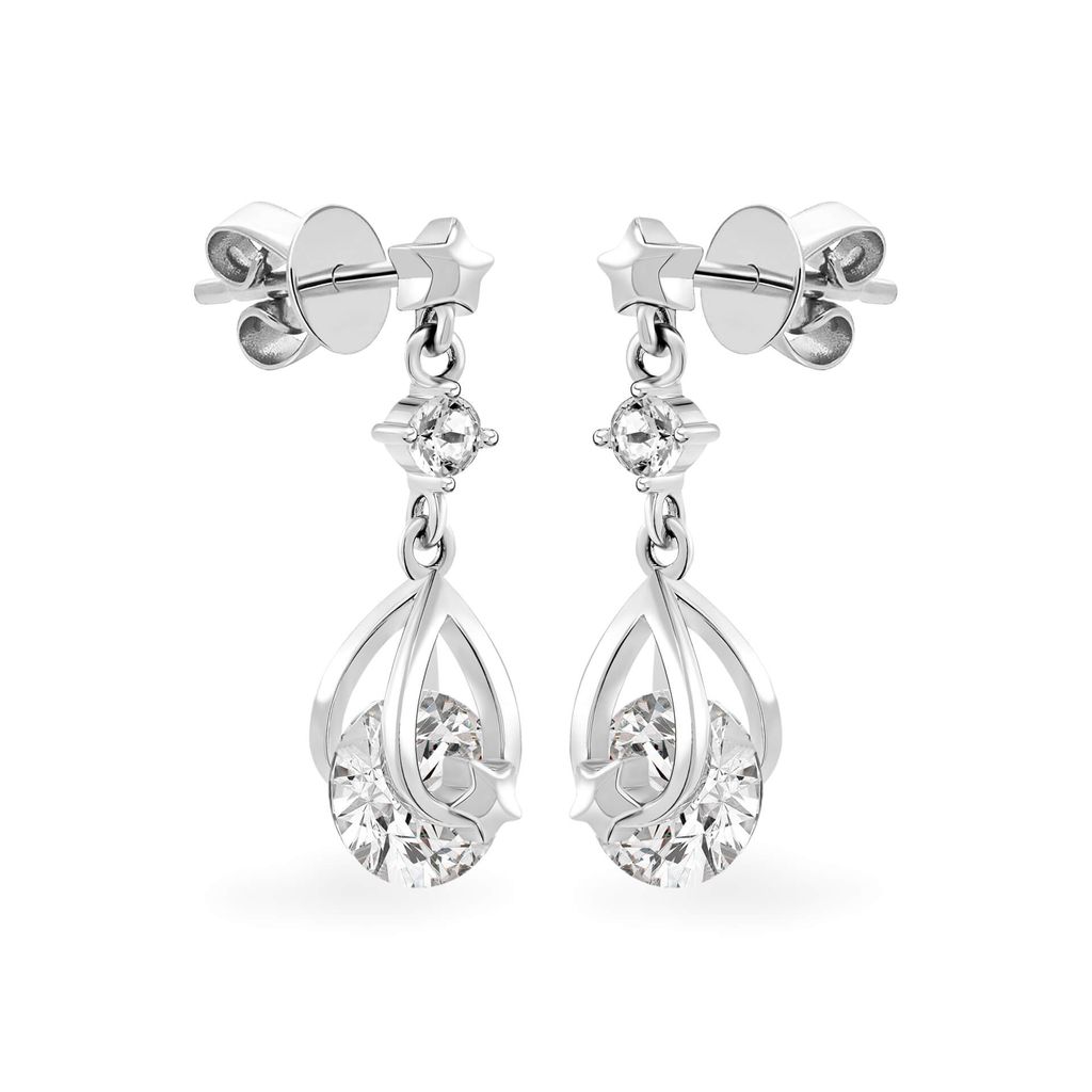 Hoa tai vàng trắng 14K gắn đá CZ DOJI AFEJ000334F2CZ1