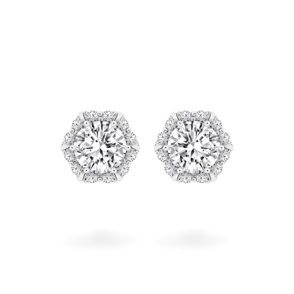 Hoa tai vàng trắng 14K gắn đá CZ DOJI AFEJ000489F2CZ1