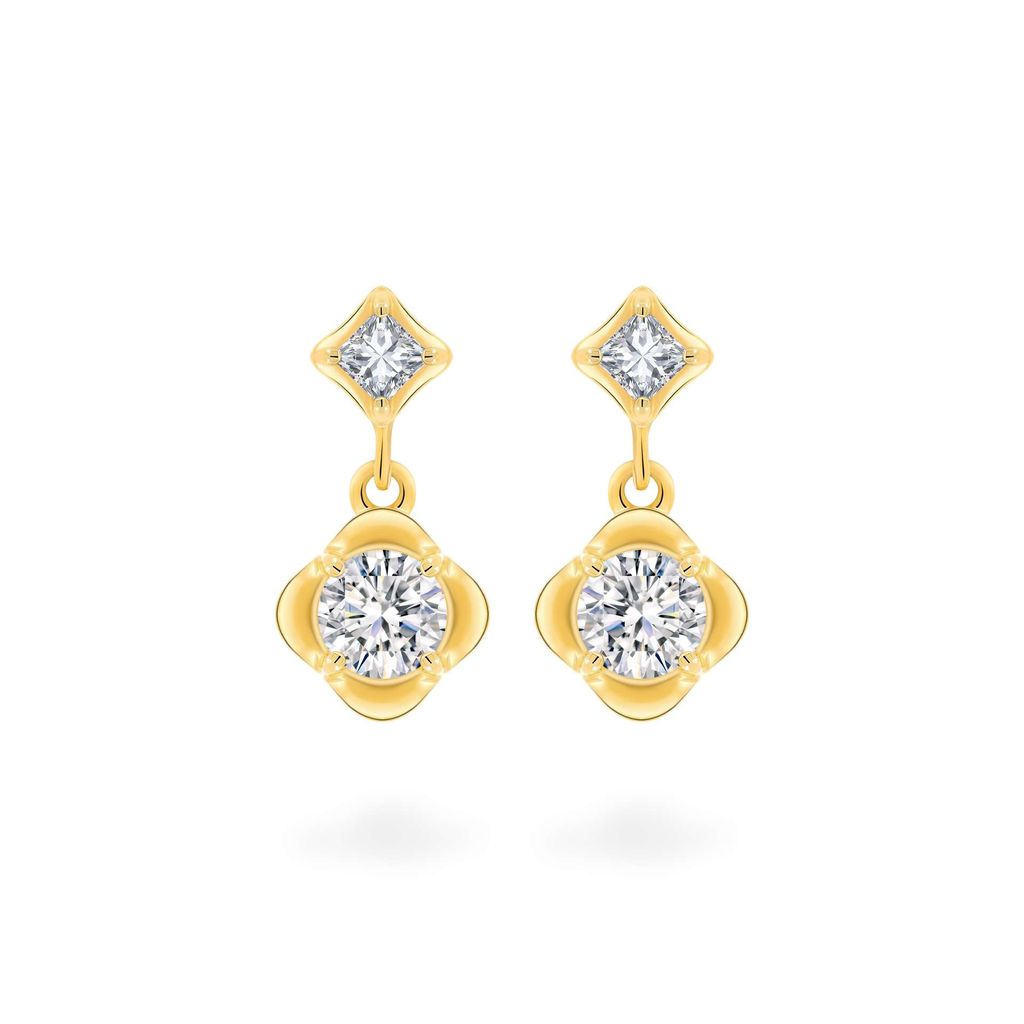 Hoa tai vàng vàng 14K gắn đá CZ DOJI AFEJ000502F1CZ1