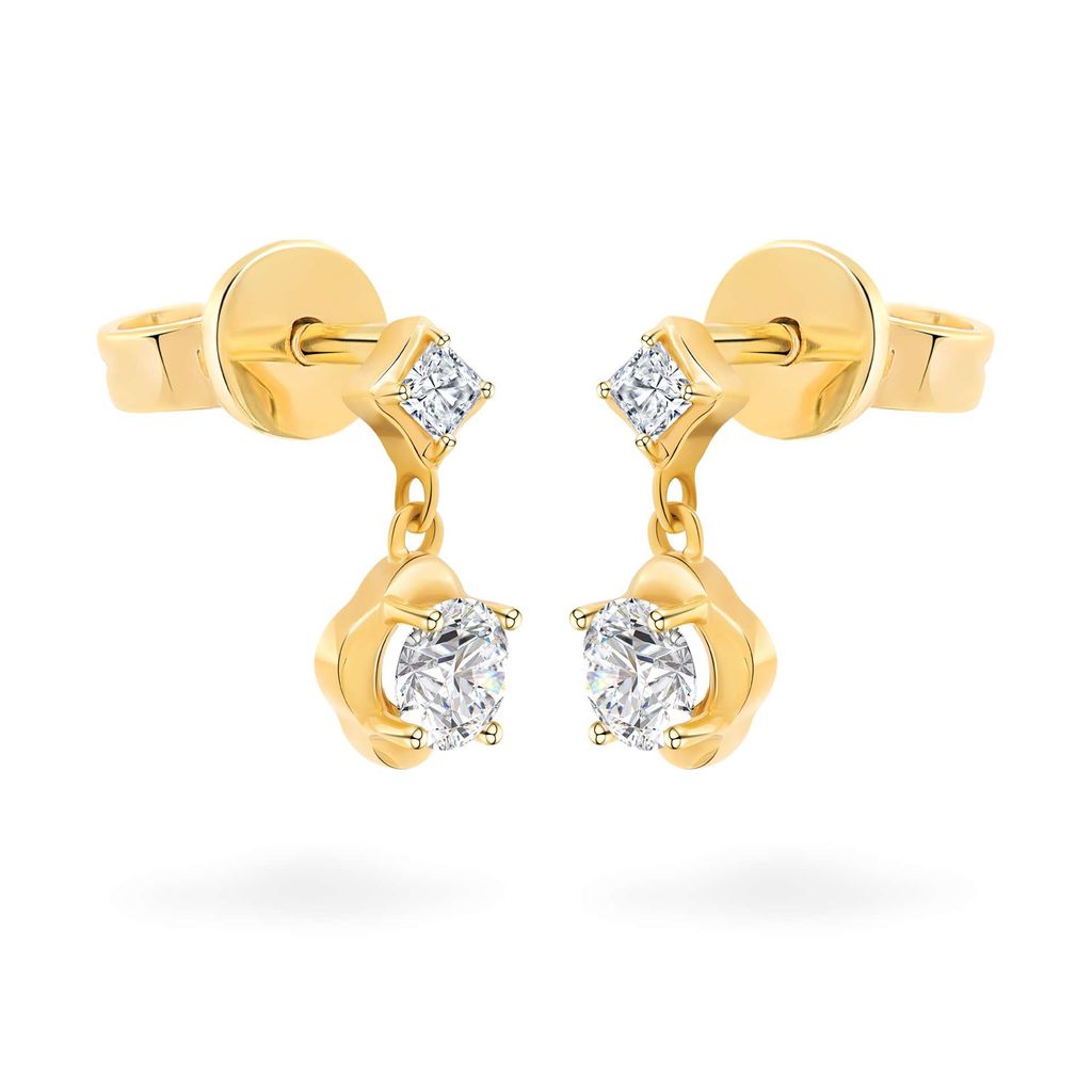 Hoa tai vàng vàng 14K gắn đá CZ DOJI AFEJ000502F1CZ1