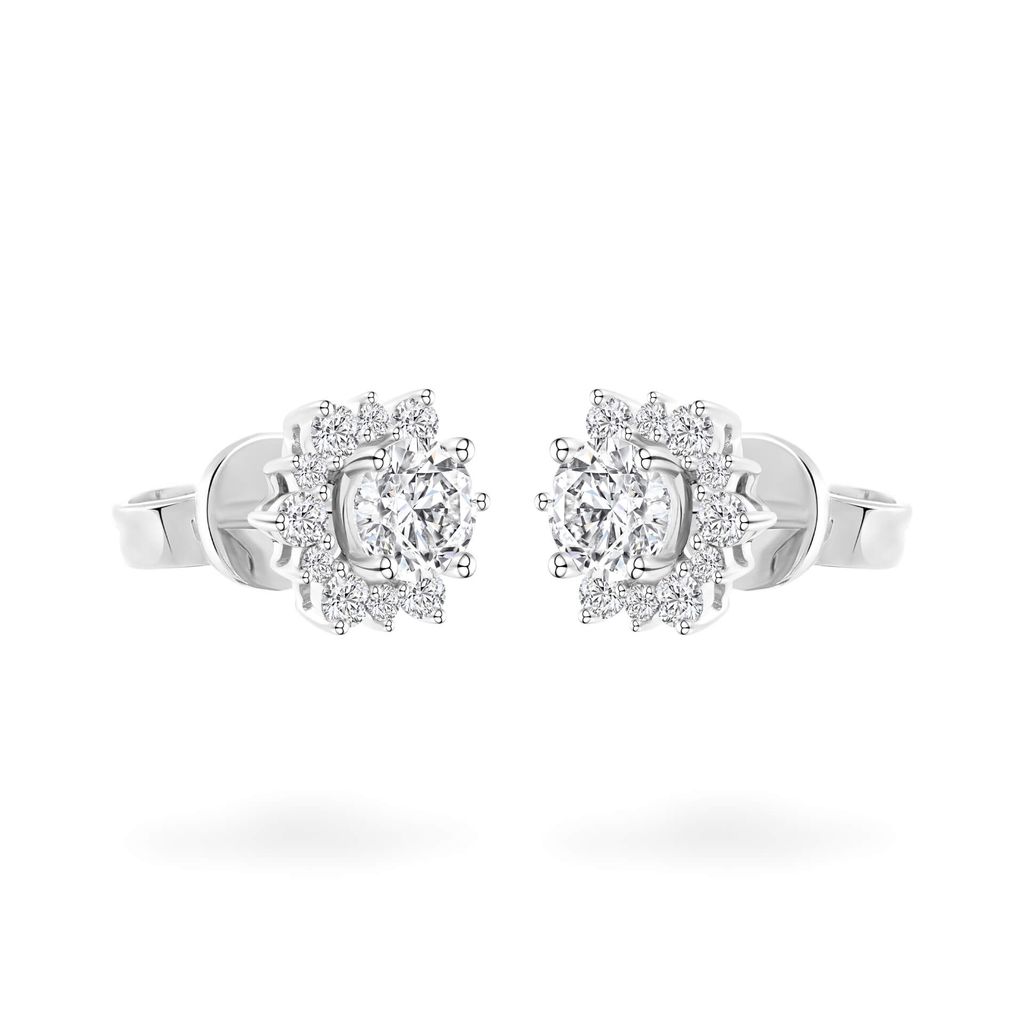 Hoa tai vàng trắng 14K gắn đá CZ DOJI AFEJ000097F2CZ1
