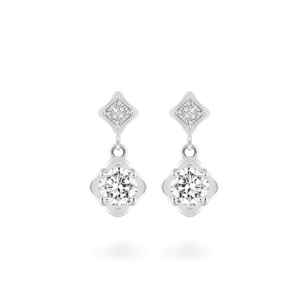 Hoa tai vàng trắng 14K gắn đá CZ DOJI AFEJ000502F2CZ1