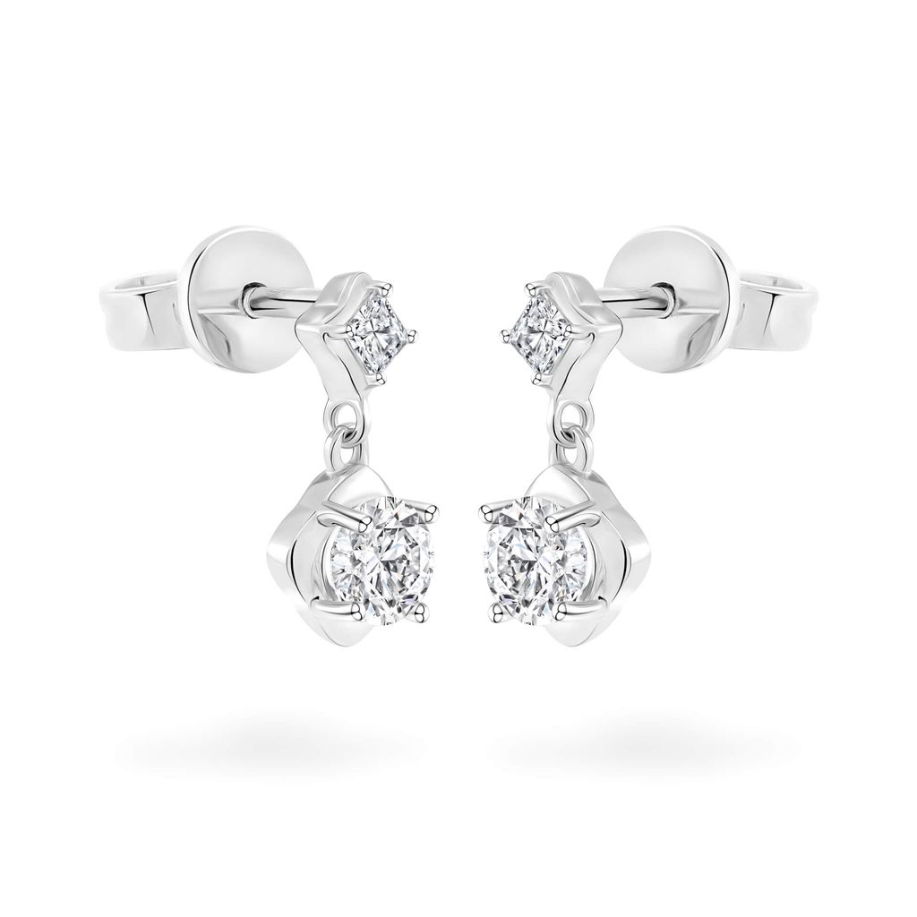 Hoa tai vàng trắng 14K gắn đá CZ DOJI AFEJ000502F2CZ1