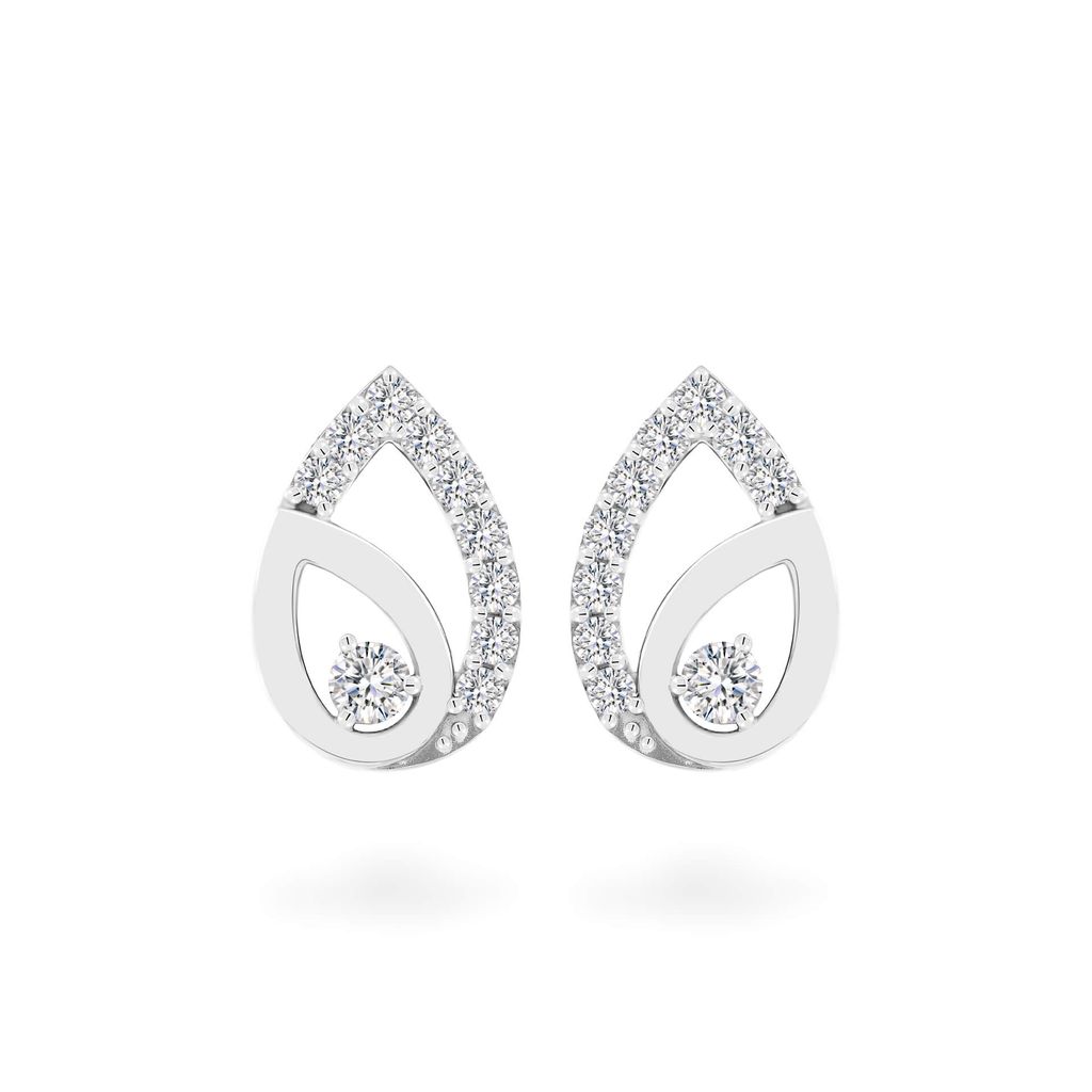 Hoa tai vàng trắng 14K gắn đá CZ DOJI AFEJ000505F2CZ1
