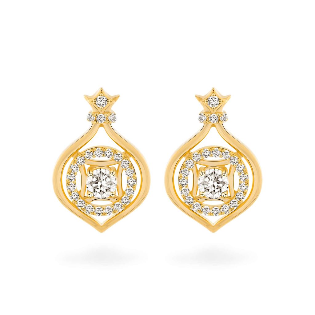 Hoa tai vàng vàng 14K gắn đá CZ DOJI AFEJ000516F1CZ1