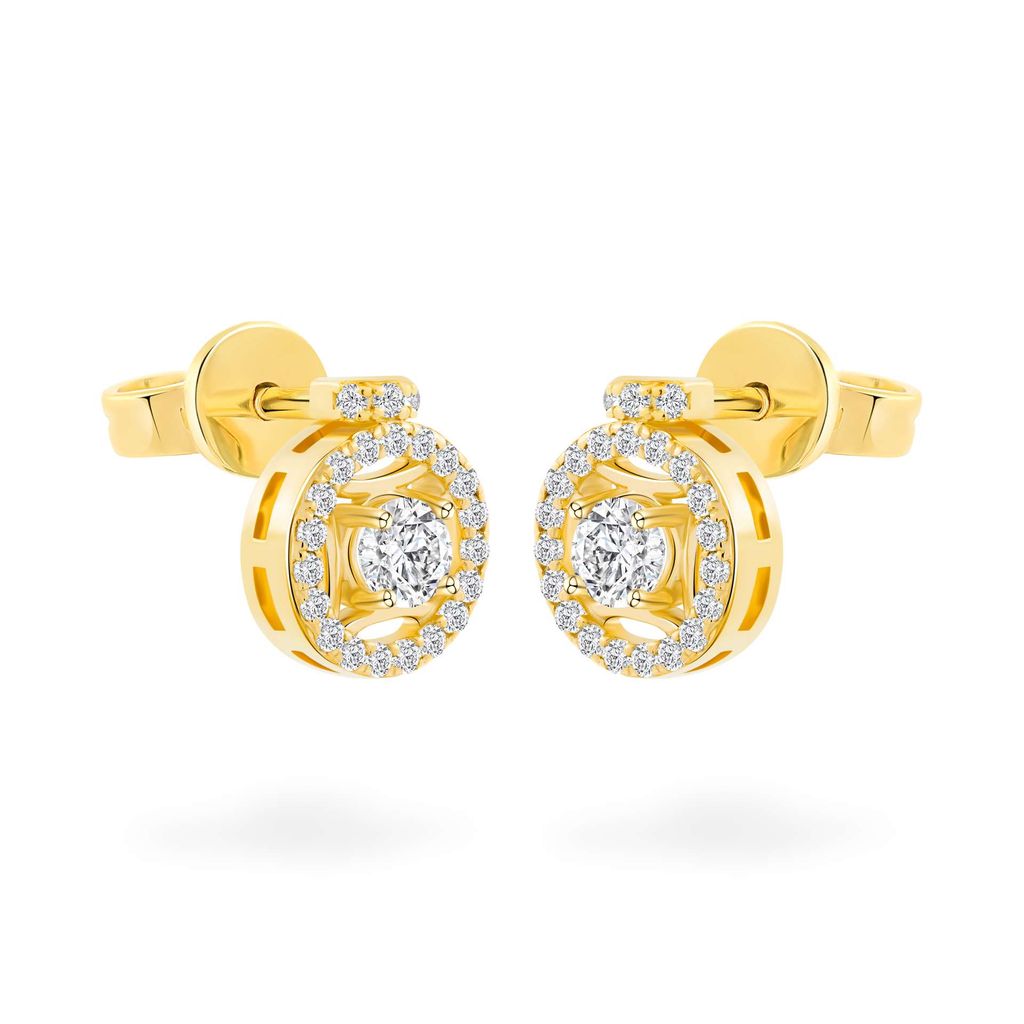 Hoa tai vàng vàng 14K gắn đá CZ DOJI AFEJ000517F1CZ1